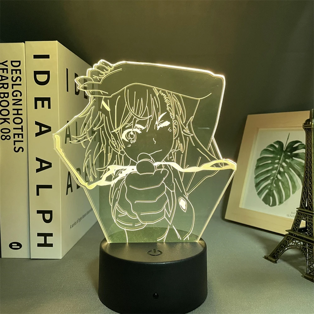 

3D Led Anime A Certain Scientific Railgun Misaka Mikoto Figure Neon NightLight Bedroom Decor Otaku Birthday Manga Gift Lava Lamp