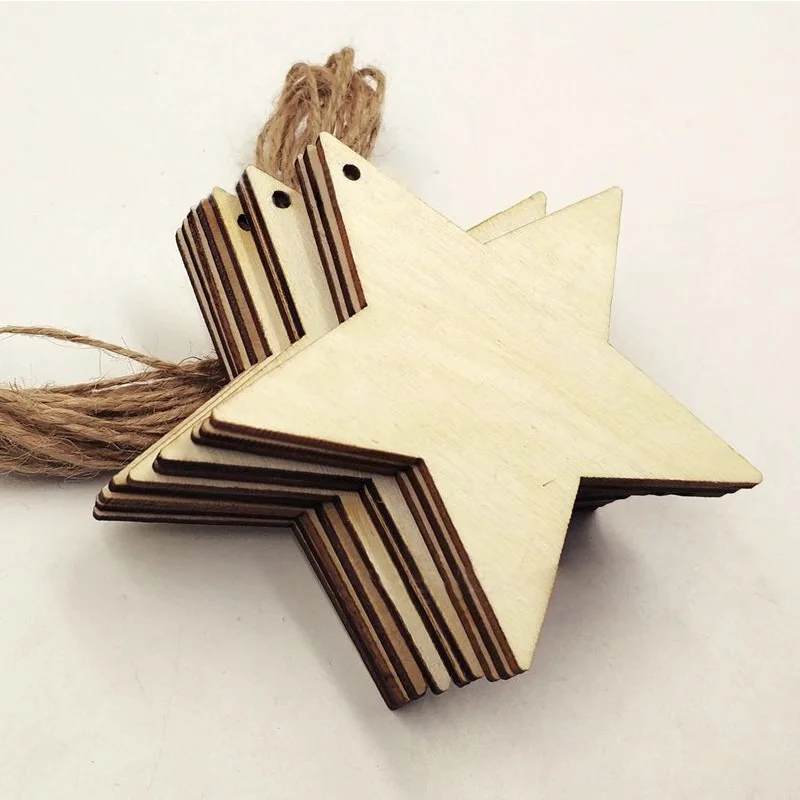 10 шт. пятиконечная звезда кулон новогодние подарки 8 см пеньковая веревка декор