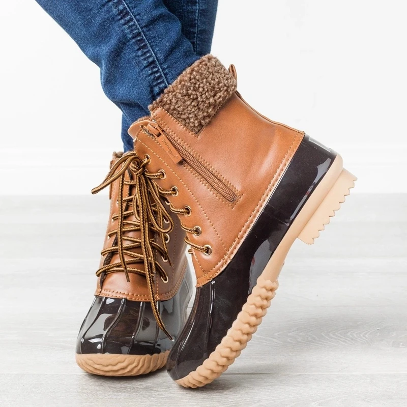 Женские ботинки на утином пуху с водонепроницаемой молнией резиновые сапоги