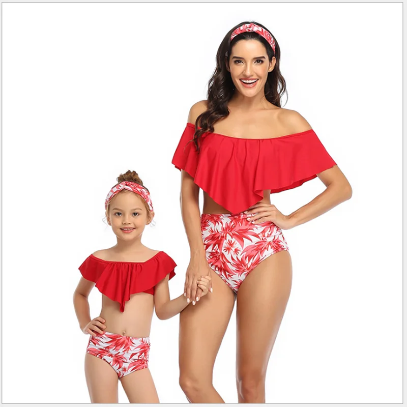 2019 купальник для матери и дочери мамы комплекты бикини одежда ребенка семейные