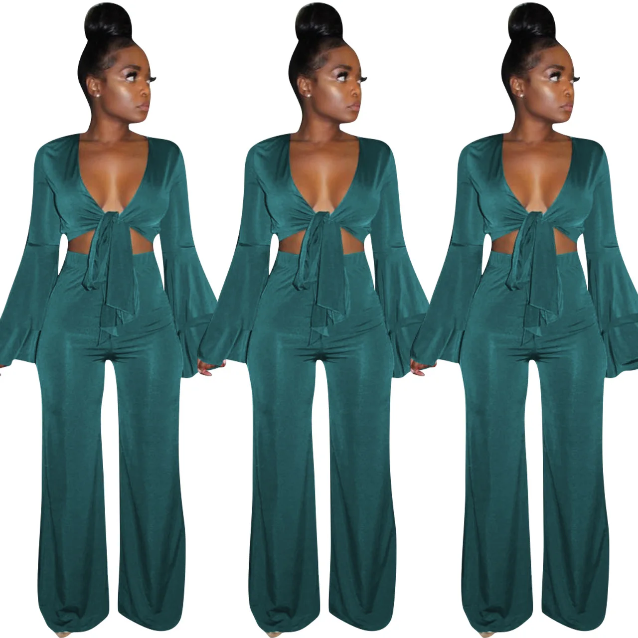 Повседневный Однотонный женский костюм комплект из двух предметов короткий топ