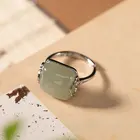 Бутик ювелирных изделий S925 серебро инкрустированное натуральный нефрит Белое Нефритовое Кольцо женское высококачественное открытое серебряное кольцо K0035