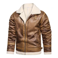 mens pu leather motorcycle jacket big faux fur lapel collar male biker jacket warm fleece zipper coat male windbreaker overcoat