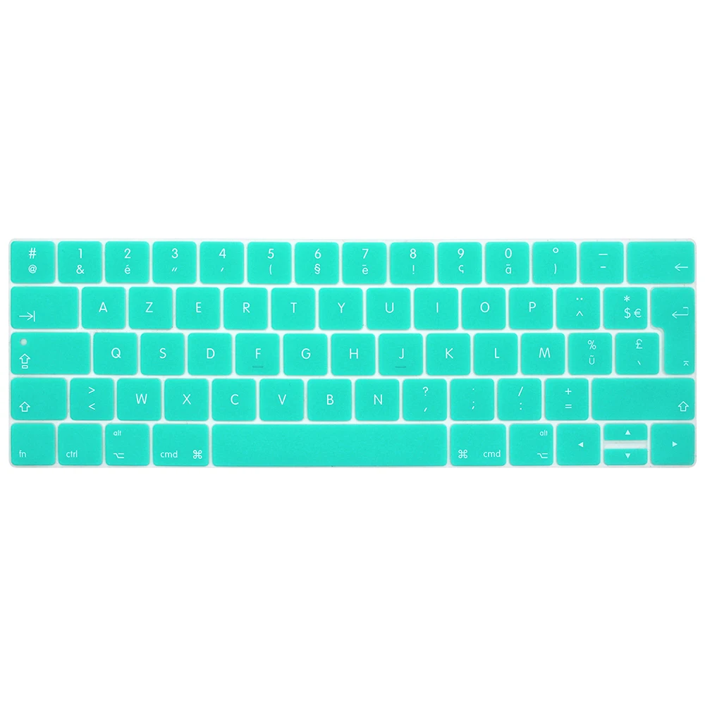 HRH Европейская версия французские Azerty тонкие Чехлы для клавиатуры Силиконовые Пленки Для Macbook Pro 1" 15" A1706 A1707 A1989 A1990 A2159 сенсорная панель - Цвет: Aqua Blue