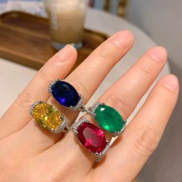 qtt luxury glittering ring big square aaa cubic zirconia silver color wedding rings girls birthday stone jewelry 1014