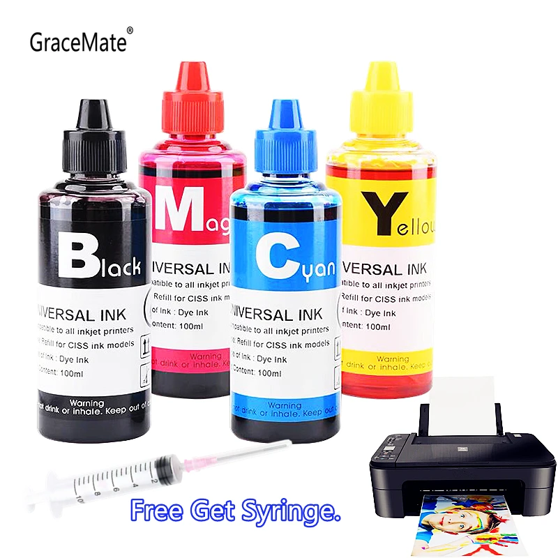

100ml Dye Ink Refill Kit Ink Cartridge Ciss Compatible for HP 62 63 65 650 652 901 903 300 301 302 304 21 22 121 122 123 140 141