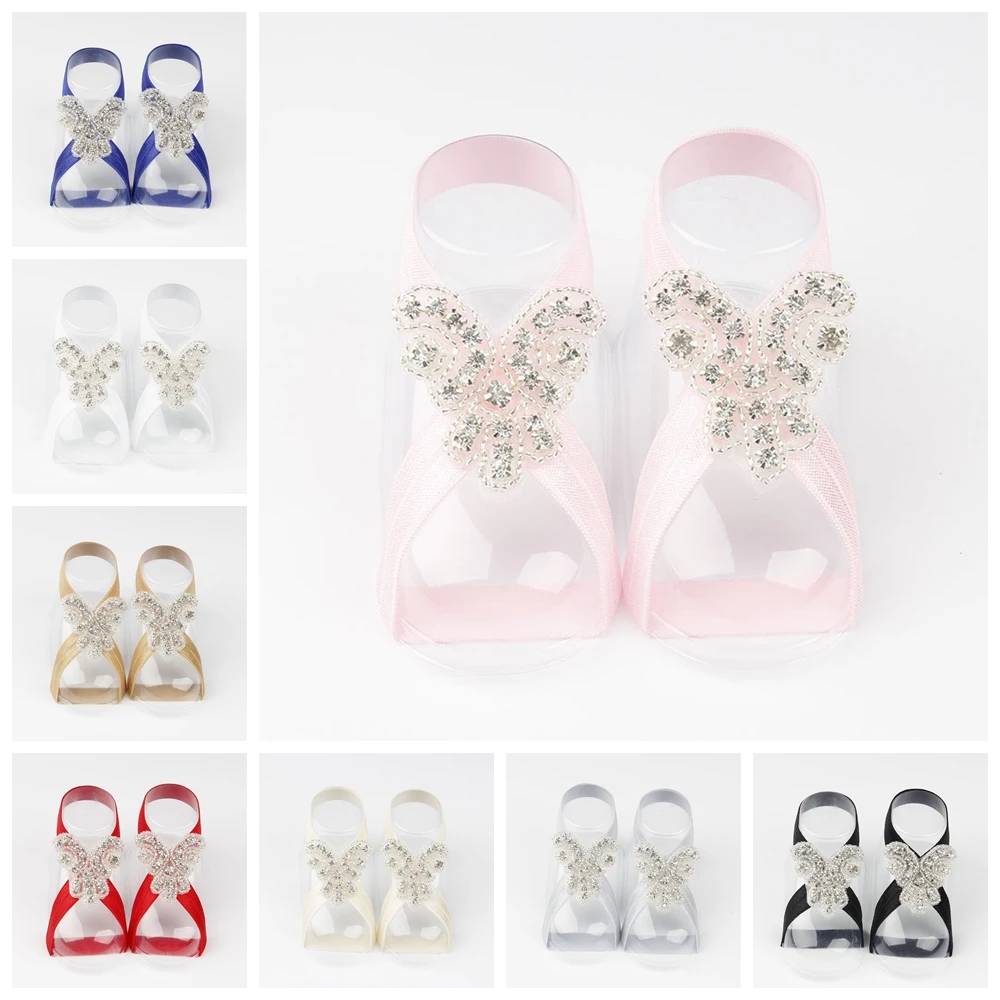 

Босоножки для девочек, эластичные, с блестящими прозрачными Стразы