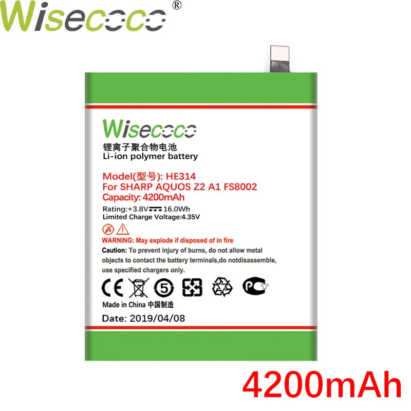 Wisecoco HE314 4200 мАч мощный аккумулятор для телефона SHARP AQUOS Z2 A1 FS8002 Замена+ номер отслеживания