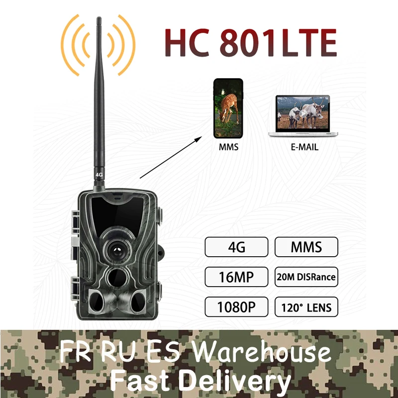 

Hunting Camera 4g Trail Cameras HC-801A 16MP 1080P Photo Trap 0.3s Trigger wild Wildlife infrared camera Chasse scout Dropship