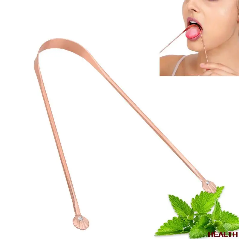 

New style 1PC Copper Tongue Scraper Cleaner Scraper Men Women Soft Silicone Toothbrush Dental Oral Care Hygiene Health Care Tool