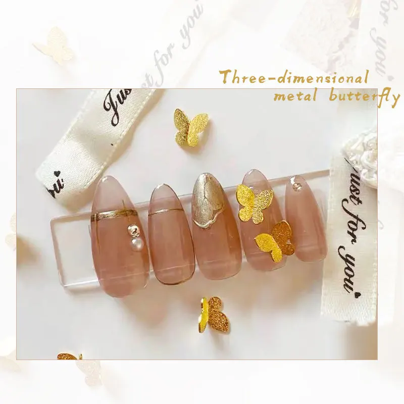 1 Box Nail Art 3D Metal Butterfly Mixed Size Matte Metallic Rose Gold Charms Jewelry DIY Manicure Decoration | Красота и здоровье