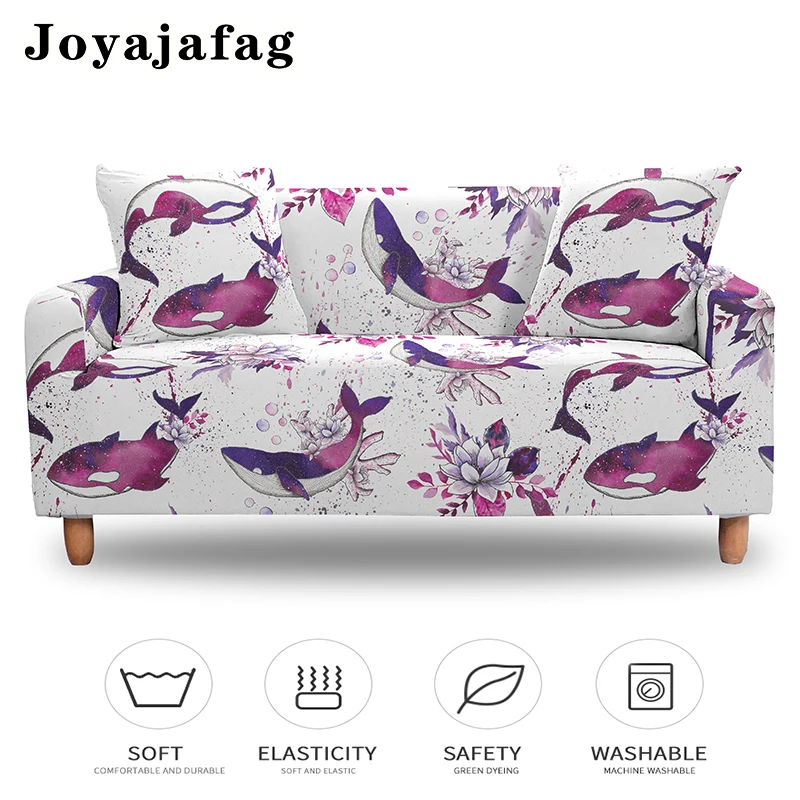 

Cartoon Whale Print Couch Cover Combination Sectional Elastic Sofa Covers For Living Room Washable Stretch Love Seat Slipcover
