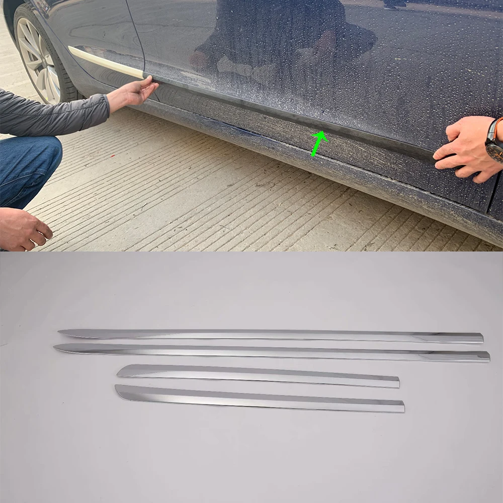 

Car Accessories Exterior Decoration ABS Side Door Car Body Molding Strips Cover Trim For Tesla Model 3 2019 Car-styling