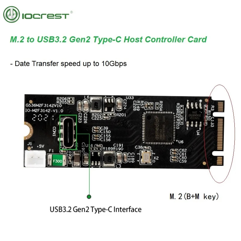 iocrest usb 32 gen 2 10 гбитс 1 портовый type c m 2 22x60 b m клю