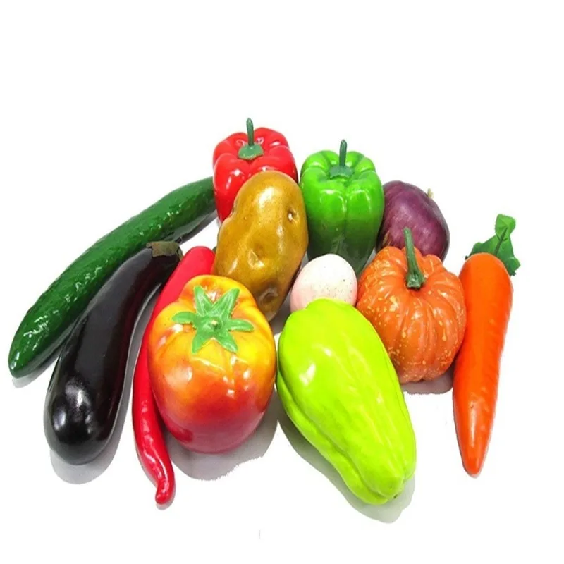 Conjunto de frutas y verduras falsas de simulaci&oacute;n, paquete de modelo de frutas artificiales, 3-1