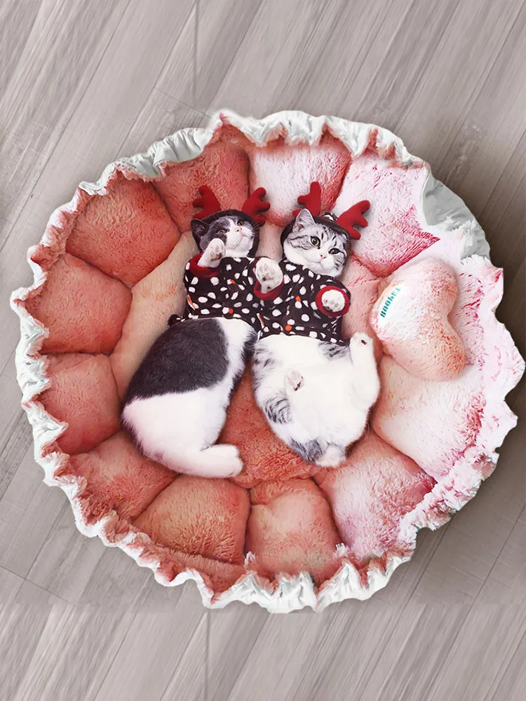 Детская кровать для кошек мягкая длинная плюшевая двойного назначения РОЗОВОЕ