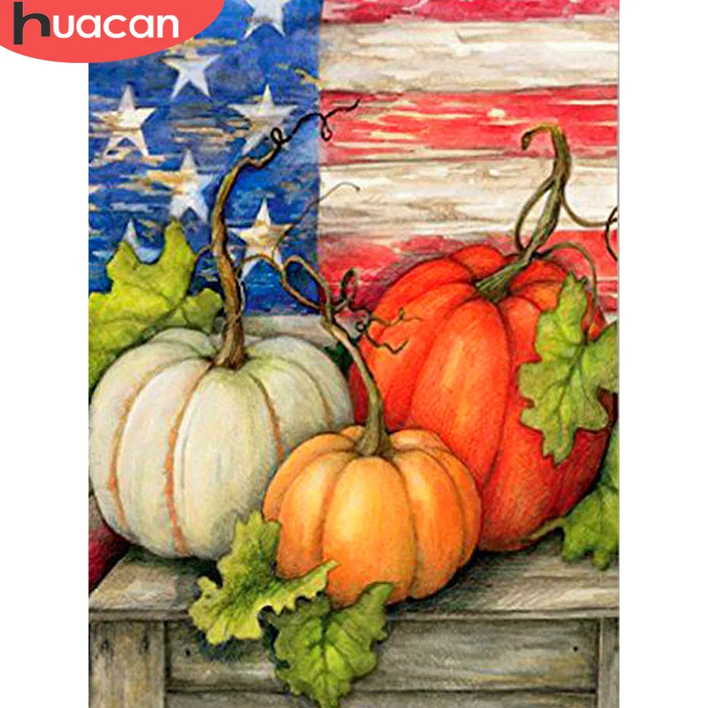 HUACAN краска с бриллиантами Тыква 5d алмазная ing полный квадратный флаг Алмазная