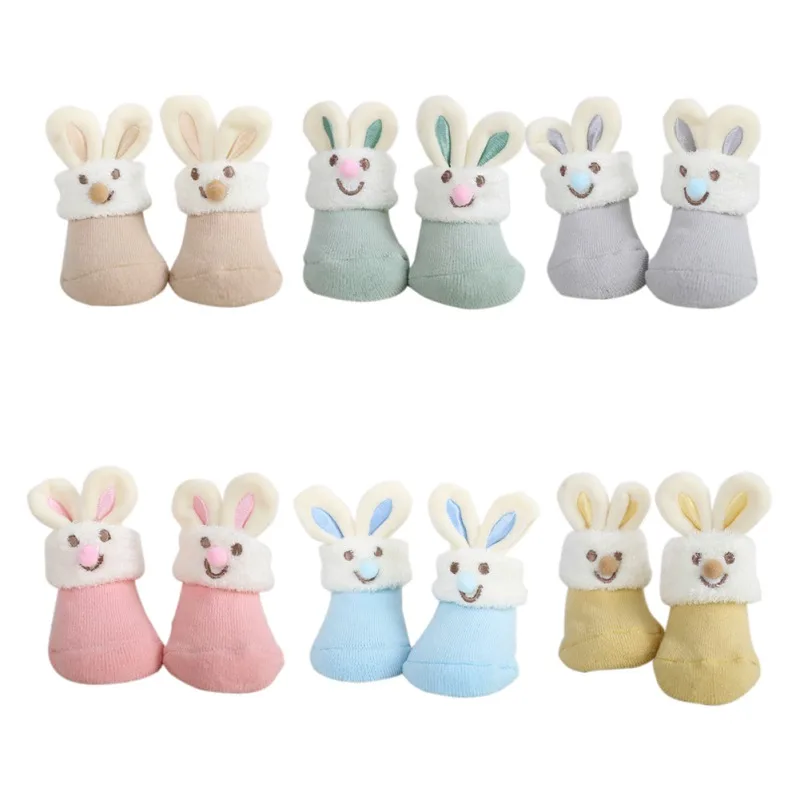 Носки для новорожденных мальчиков и девочек милые носки тапочки с заячьими