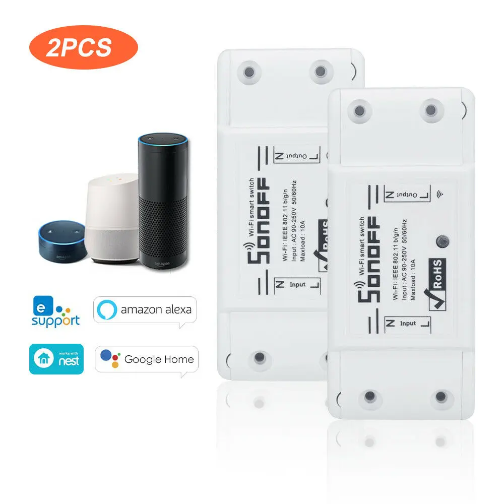 2 PCS 2/3/5/6/8/10 шт. Sonoff Basic умный дом переключатель Wi-Fi Беспроводной дистанционного Управление выключатель света с таймером DIY модули 10A/2200W через Ewelink - Комплект: 2 PCS