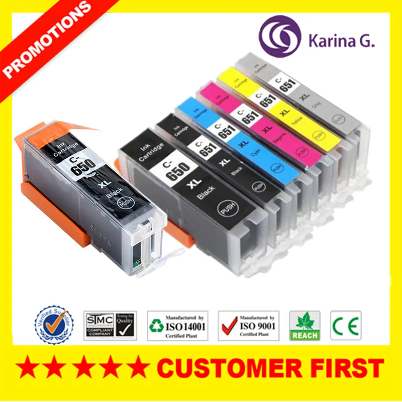 Совместим с Canon PGI 650 CLI 651 PGI650 CLI651 Костюм для PIXMA MG6360/MG7160/MG7560 и т. Д.|Чернильные