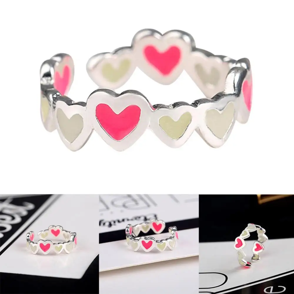 

40% Dropshipping!!Luminous Colorful Hearts Lovers Couples Ring Promise Wedding Party Jewelry Decor