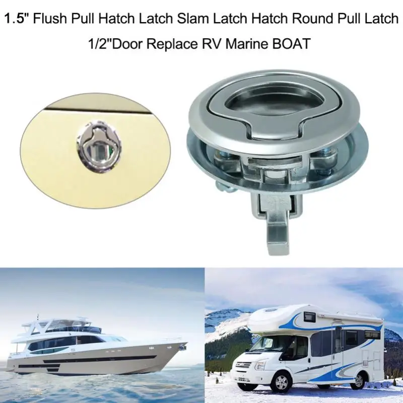 

2021 new 1.5" Flush Pull Slam Latch For Boat Deck Hatch Door Stainless Steel Camper Car Pull Slam Latch Hatch with Lock quality