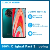 original cubot note 20 nfc 3gb ram 64gb rom smartphone 6 5 hd display android 10 dual sim 4g lte face id