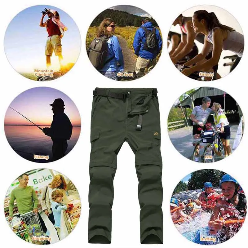 Мужские горные походные брюки легкие быстросохнущие трансформеры для отдыха на