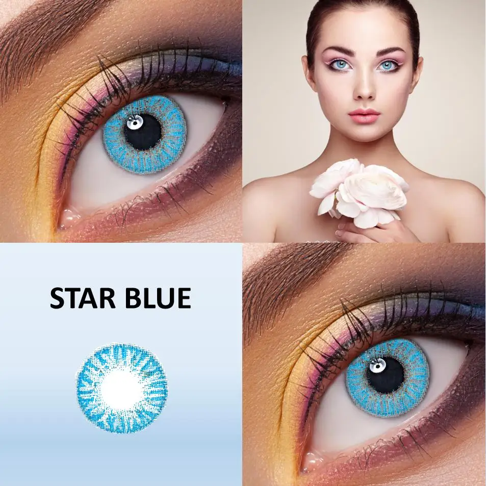 

Eye Contacts With Color Blue Contact Lenses Beauty Pupilentes 1 Pair Yearly Ues Colored Contact Lenses For Eyes