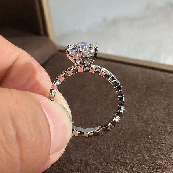 

S925 Sterling Silver Classic Wedding Rings for Women Diamond Jewelry Silver Female Engagement Vintage Ring with Size 6-10