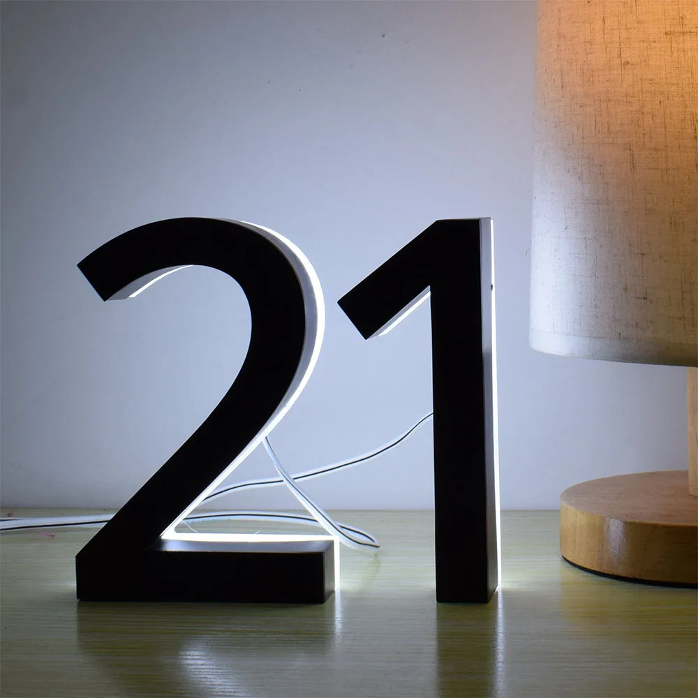 

Black Led Metal House Numbers Light 0/9/A/B Outdoor Waterproof Home Hotel Door Plates Stainless Steel Letter Sign Address Signs