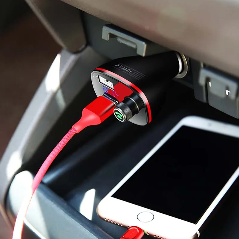 Автомобильный MP3 аудио плеер ROCK, комплект Bluetooth, fm-передатчик, громкая связь, вызов, 5 В, 3.4A, двойное USB Автомобильное зарядное устройство, Обнаружение напряжения батареи