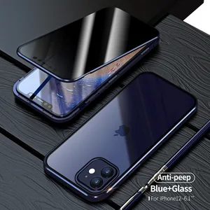magnetic anti peeping privacy 360 for iphone 12 13 pro max mini case screen protector glass funda luxury coque cover phone case free global shipp
