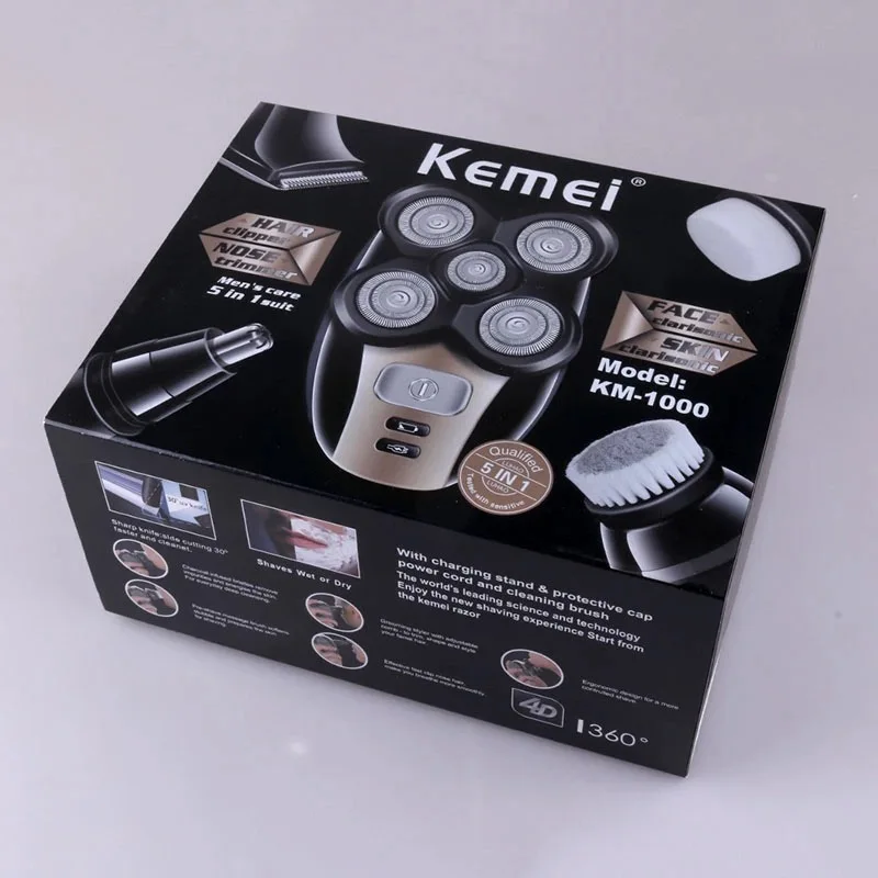 

Kemei Electric Shaver Razor 5 in 1 Men Shaver Hair Nose Trimmer Face Cleaning Luxury Gift hair clipper shaving