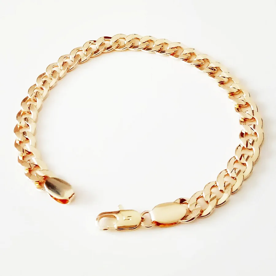 Elegant Men Bracelet Jewelry Luxury Rose Gold Color Hand Catenary Link Bangle 22CM Long 7MM Bracelets | Украшения и аксессуары