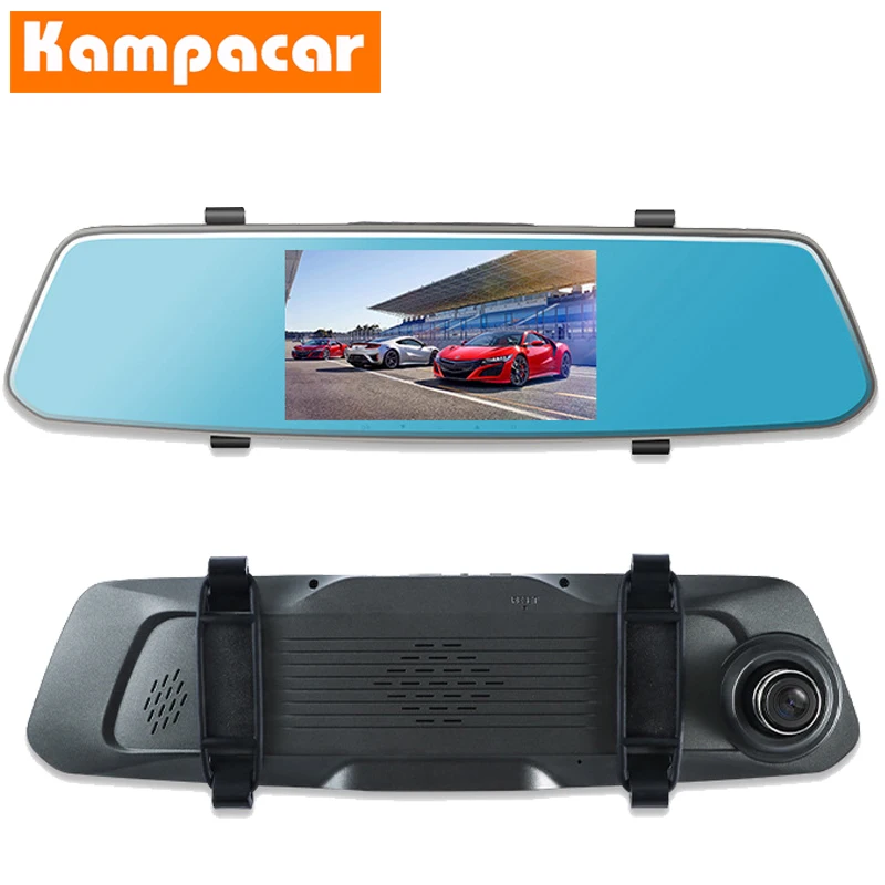 Kampacar " сенсорное зеркало DVR Dash камера s видео рекордер двойной объектив авто видеорегистраторы с двумя камерами HD 1080P два автомобиля регистратор Cam