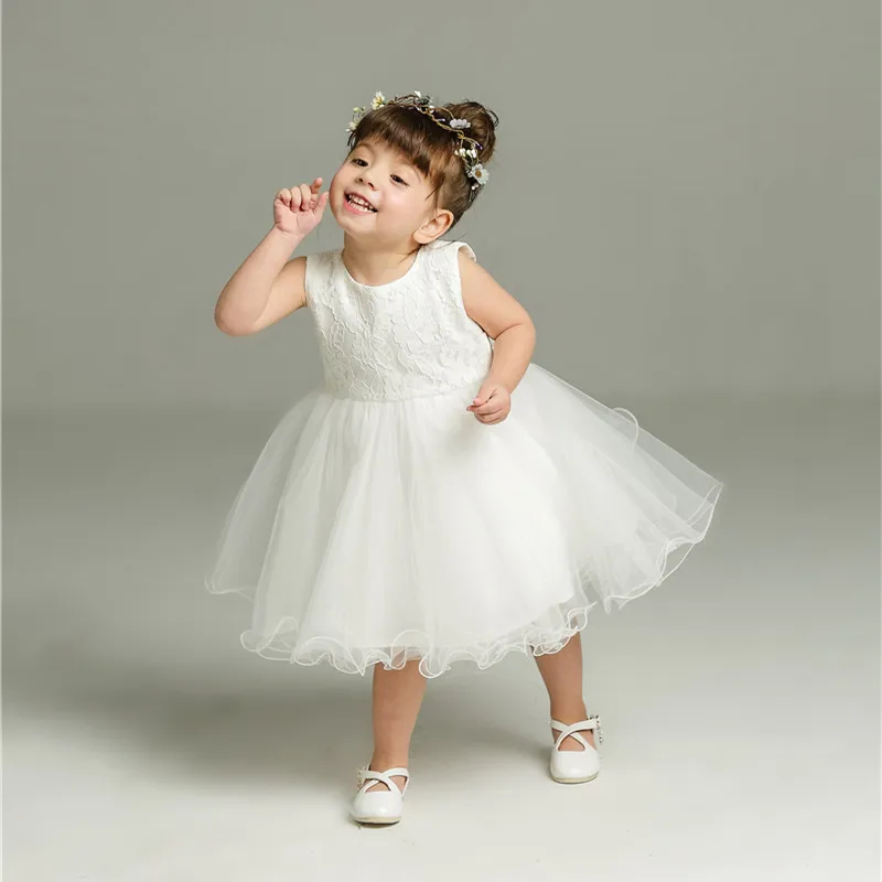 Свадебное платье с накидкой для маленьких девочек кружевное детское крещения