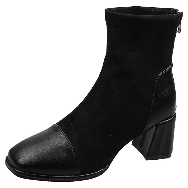 

Boots female chunky-heel boots autumn/winter shoes skinny booties mid-heel all-matching square socks stretch dan xue