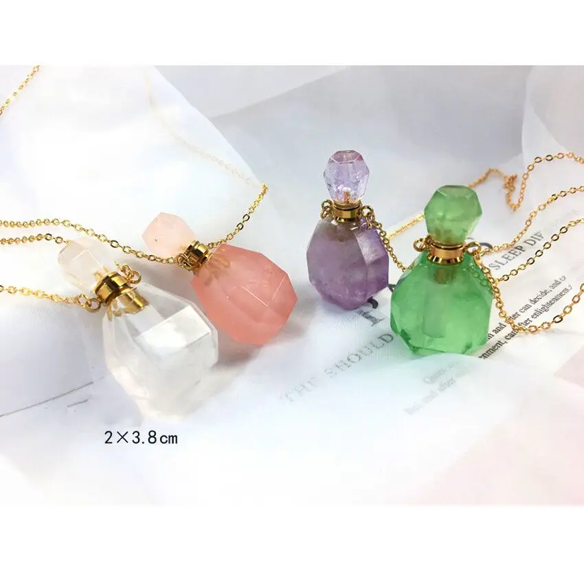Натуральный камень подвеска в виде бутылочки парфюма ожерелье эфирное масло