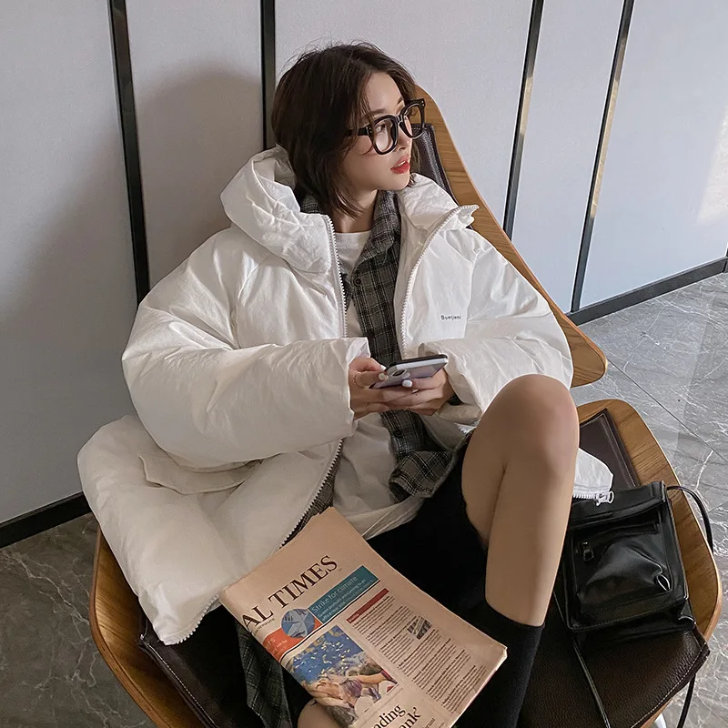 

2020 Winter new Korean fashion loose show thin thickened hooded long sleeve cotton jacket woman