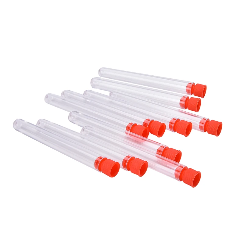 

12x100mm NEW Clear Plastic Test Tubes with White Caps Stoppers EV 10pcs/set