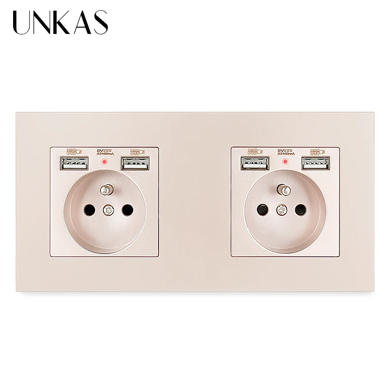 Черная пластиковая настенная розетка UNKAS из поликарбоната с 4 USB-разъемами