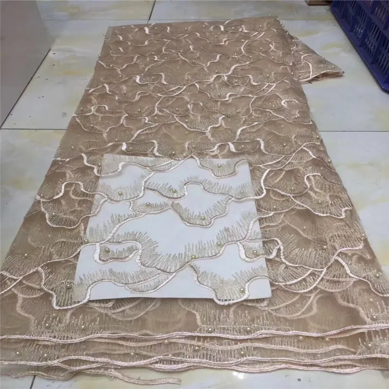 Новая золотая африканская кружевная ткань нигерийский гипюр с вышивкой для
