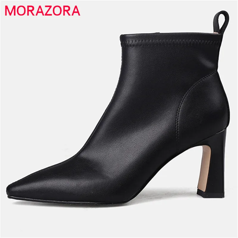 

MORAZORA 2022 New Arrive Ankle Boots Women High Heels Office Dress Shoes Classic Autumn Winter Short Boots Female Black
