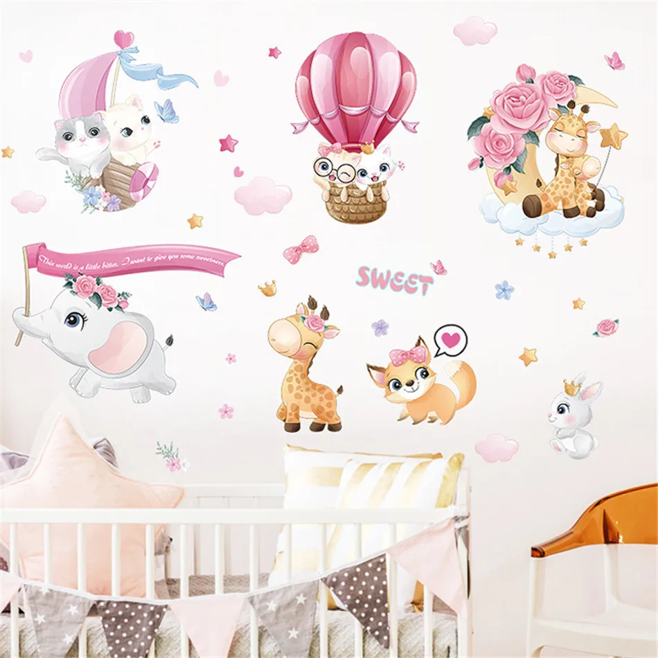 

BalleenShiny Creative Cartoon Watercolor SWEET Balloon Decoration Wall Sticker Self-adhesive Paper Room Decoration Wall Sticker
