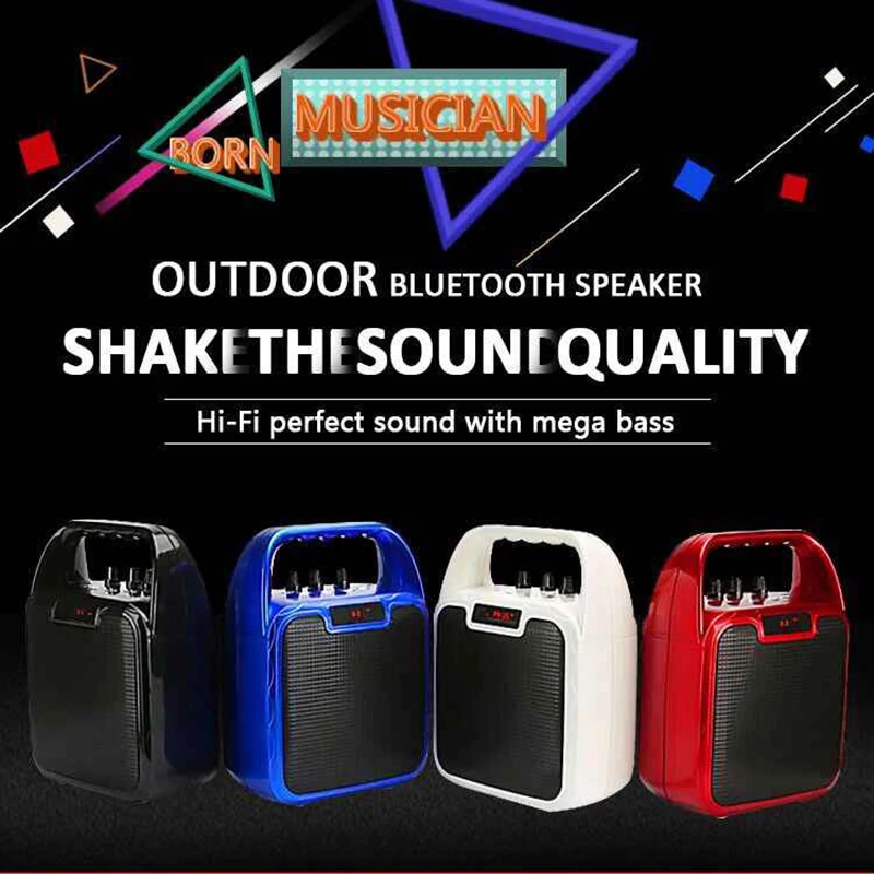 Перезаряжаемый усилитель беспроводной микрофон караоке 15 Вт Bluetooth динамик