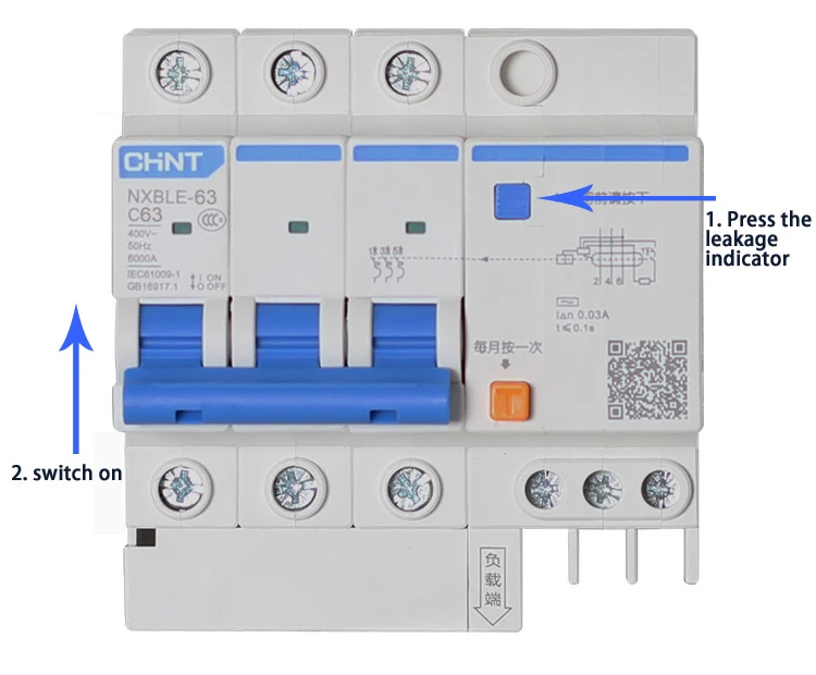 CHINT AC230/400 V NXBLE-63 4P устройство остаточного тока C 40 50 63A Тип C автоматический выключатель от перегрузки защита от короткого замыкания