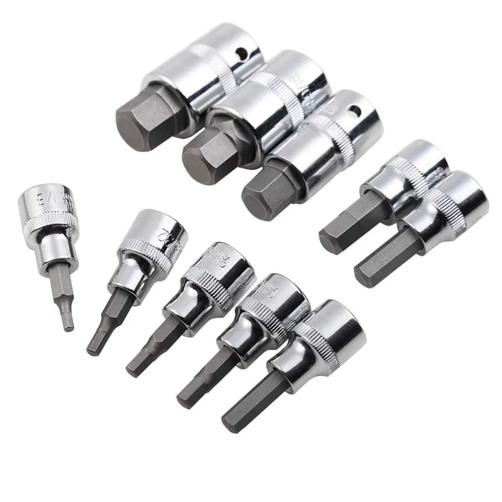 10 шт. SAE 3/8 &quot&amp 1/2&quot Привод Бит Набор торцевых головок немного Гнездо для шлица