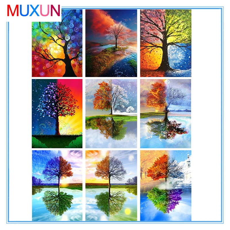 Алмазная 5d вышивка с кристаллами четыре сезона пейзаж алмазная живопись 3D сделай