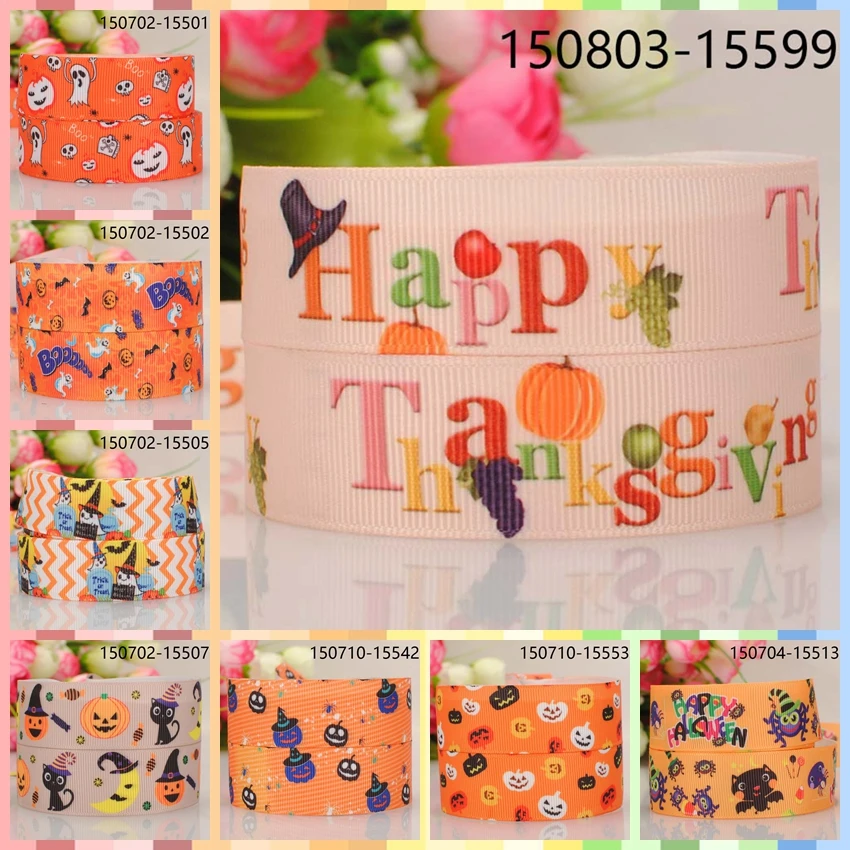10 ярдов разные размеры лента с рисунком веселого Хэллоуина Корсажная оранжевая